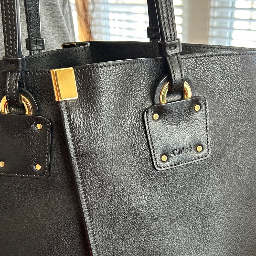 Chloe Black Leather Tote Bag